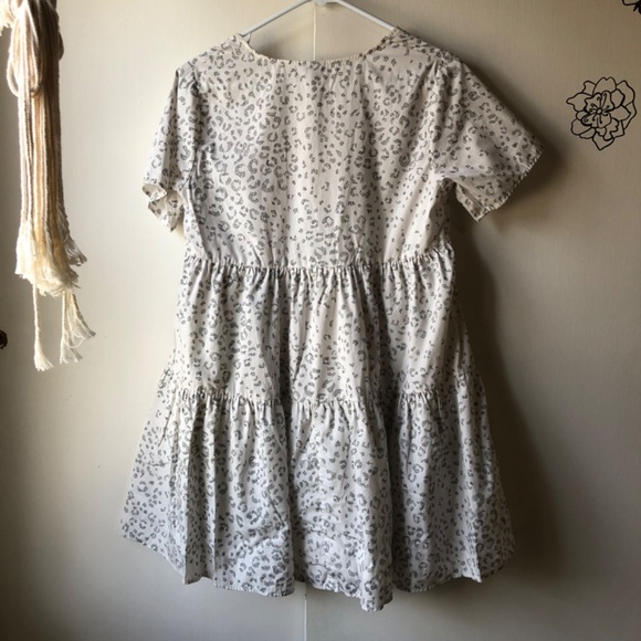 Cream Cheetah Print XSmall Dress Flutter Pockets Womens - Picture 2 of 7